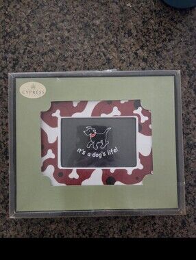 Cypress Ceramic Photo Frame Dog Bone Pattern Picture Red & White 5 X 7
